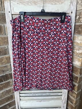 Boden  Knit Stretch Skirt 14 R Navy Pink Print. Good used condition.